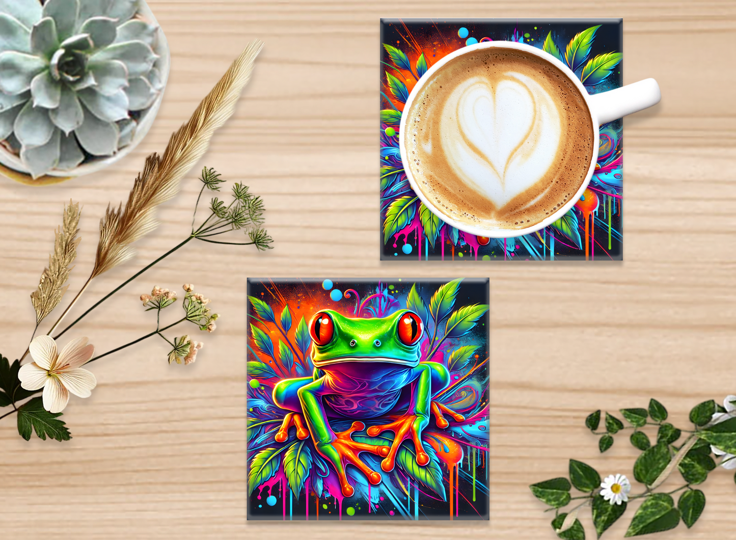 Cup Coasters Pack Of Two Tree Frog
