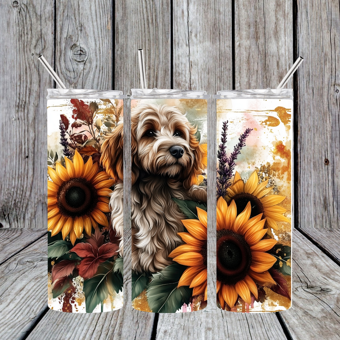 20 oz Stainless Steel Sublimated Tumbler Goldendoodle