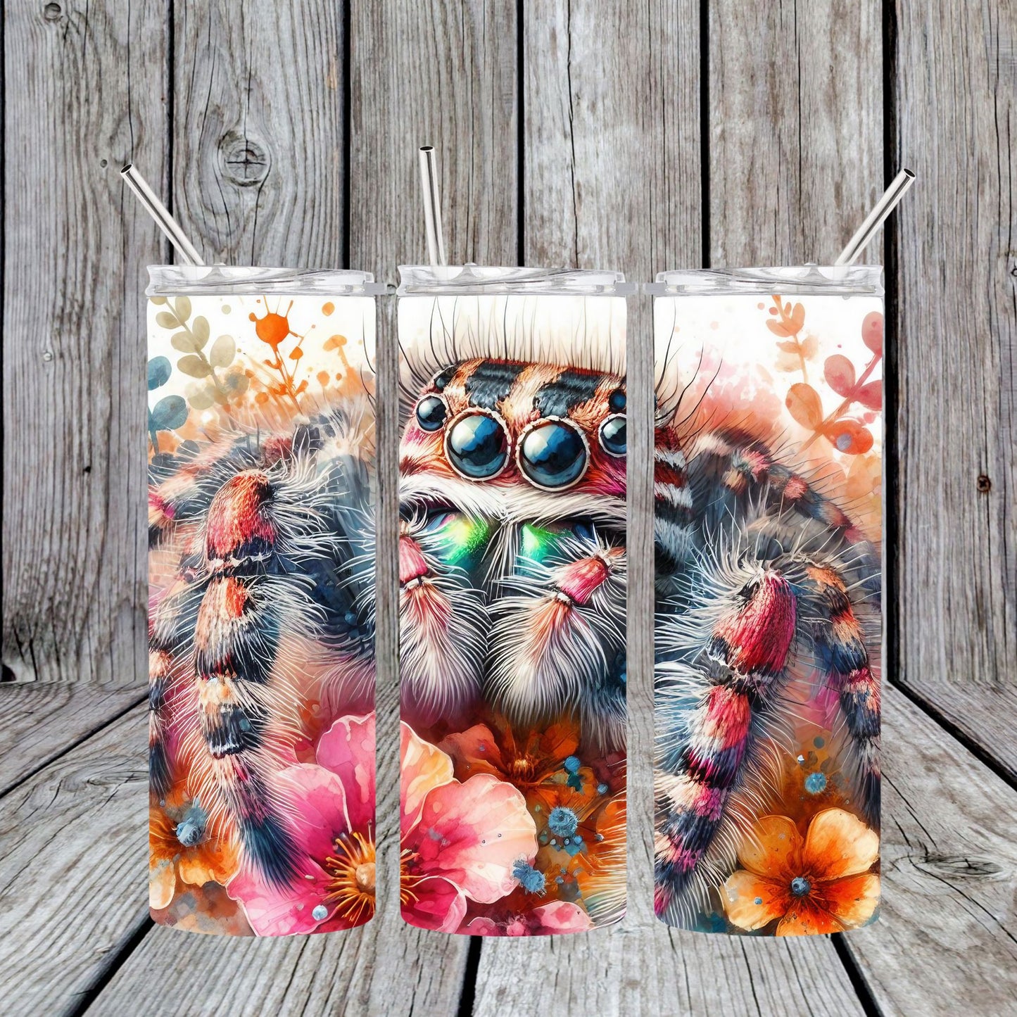 Stainless Steel Sublimated Tumbler Jumping Spider