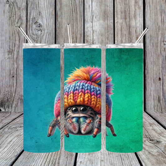 Stainless Steel Sublimated Tumbler Jumping Spider With Beanie