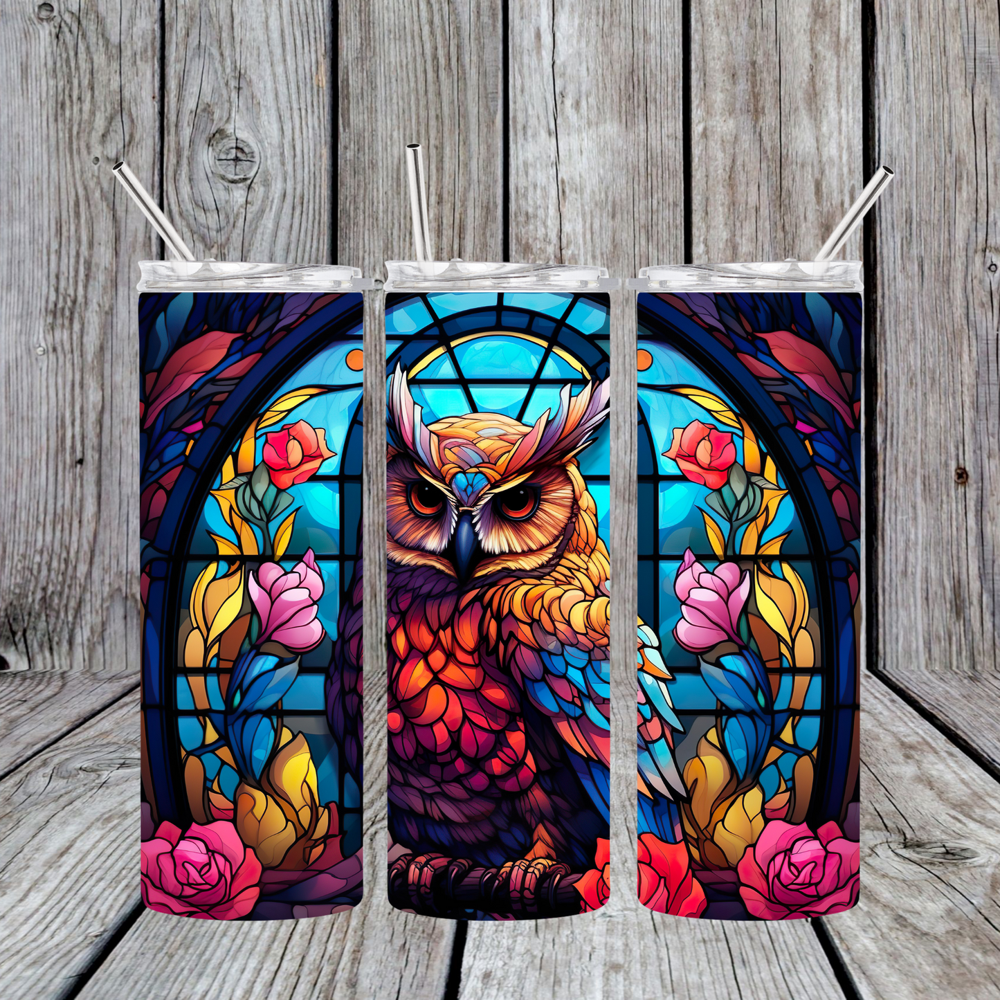 Stainless Steel Sublimated Tumbler Owl