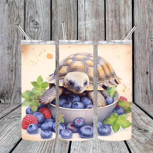 Stainless Steel Sublimated Tumbler Sulcata Tortoise