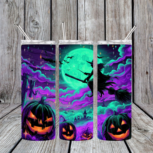 Stainless Steel Sublimated Tumbler Halloween Witch Glow In The Dark