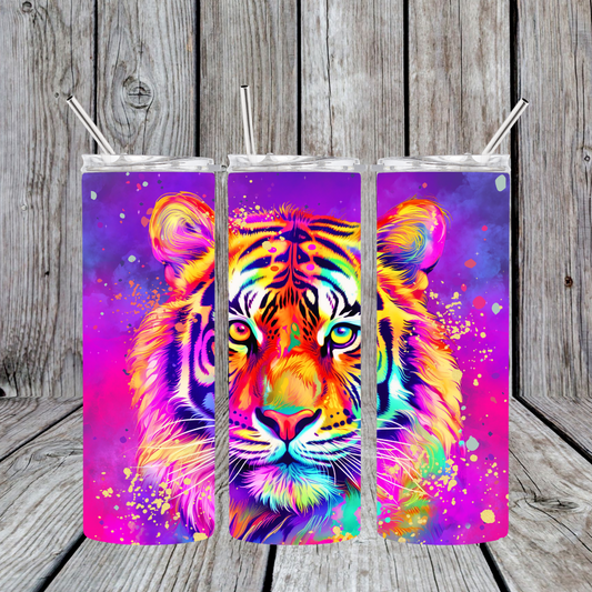 20 oz Stainless Steel Sublimated Tumbler Colorful tiger