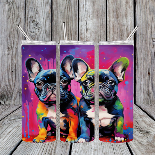 Stainless Steel Sublimated Tumbler French Bulldog